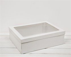 УЦЕНКА Коробка с окошком 40х30х12, крышка-дно, белая