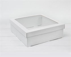 Коробка для венка самосборная, с прозрачным окошком, 35х35х12 см, белая