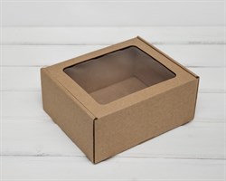 УЦЕНКА Коробка с окошком, 19х16х8,5 см, из плотного картона, крафт