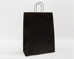 УЦЕНКА Крафт пакет бумажный, 45х35х15 см, с кручеными ручками, черный
