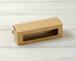 УЦЕНКА Коробка для макаронс на 6 шт, 18,5х6х6 см, с прозрачным окошком, крафт