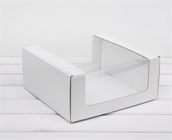 УЦЕНКА Коробка из плотного картона, 24х24х11 см, с круговым окном, белая