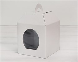 УЦЕНКА Коробка для пряничного домика/кулича с ручками и окном, 14х14х14 см, белая