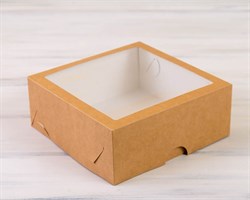 УЦЕНКА Коробка для выпечки, 25х25х11 см, с прозрачным окошком, крафт