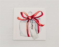 Бирка из мелованного картона, «Подарок», 4х4 см, белая, 1 шт.