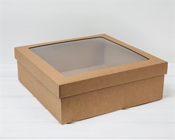 УЦЕНКА Коробка для венка самосборная, с прозрачным окошком, 35х35х12 см,  крафт