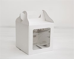 Коробка для кулича с окном и ручкой, 15х15х15 см, белая
