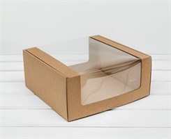 УЦЕНКА Коробка из плотного картона, 24х24х11 см, с круговым окном, крафт