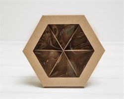 Коробка картонная шестигранная с окошком, 22х19х5,5 см, крафт, 5 шт.