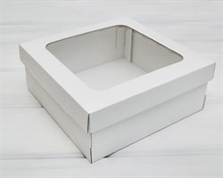 Коробка с окошком, 25х25х10 см, крышка-дно, белая