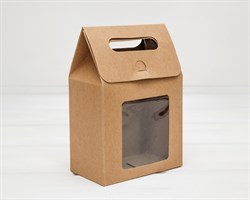 Коробка-пакет с окошком, 13,5х8х12,5 см, с прозрачным окошком, крафт