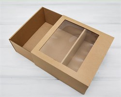 Коробка-пенал c окошком, 20х20х9 см, крафт