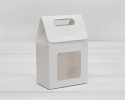 Коробка-пакет с окошком, 9,8х5,8х9,5 см, с прозрачным окошком, белая