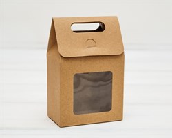 Коробка-пакет с окошком, 9,8х5,8х9,5 см, с прозрачным окошком, крафт