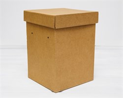 Коробка подарочная для цветов, 17,5х17,5х25 см, с крышкой, БЕЗ ЛЕНТ, крафт