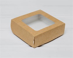 Коробка для выпечки и пирожных, 11,5х11,5х4 см, с прозрачным окошком, крафт