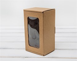 УЦЕНКА Коробка с окошком, 17х10х8 см, из плотного картона, крафт