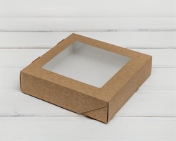 Коробка для выпечки и пирожных,  20х20х4 см, с прозрачным окошком, крафт