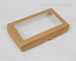 Коробка для выпечки и пирожных, 25х15х4 см, с прозрачным окошком, крафт