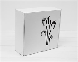 Коробка подарочная с окошком «Тюльпаны», 25х25х10 см, белая