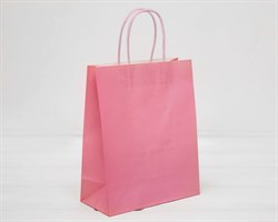 Пакет подарочный, 19х15х7,5 см, с кручеными ручками, розовый