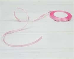 Лента атласная, 6 мм, розовая, 22 м