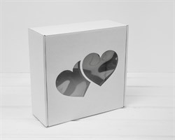 УЦЕНКА Коробка подарочная с окошком «Два сердца», 25х25х10 см, белая