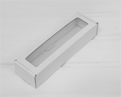 Коробка с окошком по центру, 21х6х4 см, белая