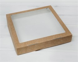 УЦЕНКА Коробка для выпечки и пирожных, 25,3х25,3х4,3 см, с прозрачным окошком,  крафт