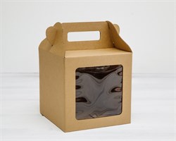 УЦЕНКА Коробка для кулича с окном и ручкой, 15х15х15 см, крафт
