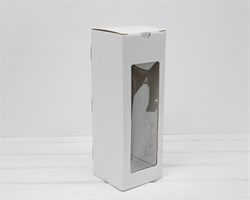 Коробка для бутылки, с окном, 11х11х32 см, белая