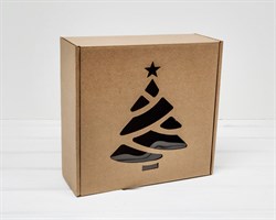 Подарочная новогодняя коробка с окошком «Ёлочка», 25х25х10 см, крафт