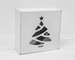 УЦЕНКА Подарочная новогодняя коробка с окошком «Ёлочка», 25х25х10 см, белая