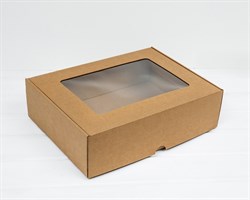УЦЕНКА Коробка с окошком, 35х26,5х10 см, из плотного картона, крафт