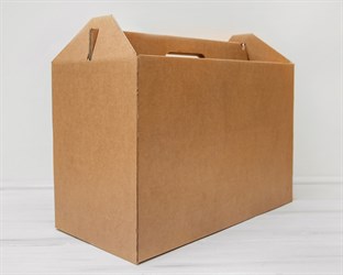 Коробка картонная с ручкой 50х25х32,5 см, крафт