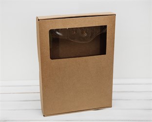 Коробка плоская с окошком, 39,5х30х5 см, крафт