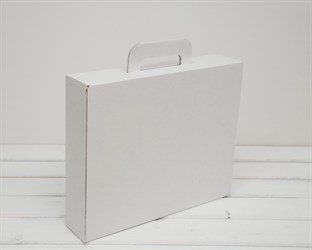 Коробка чемоданчик с ручкой, 33х28х7 см, белая