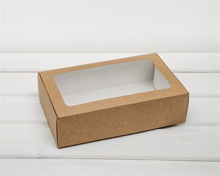 Коробка для выпечки, 23х14х6,5 см, с прозрачным окошком, крафт