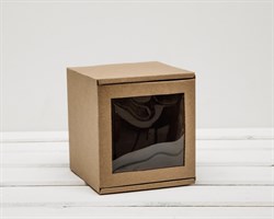 УЦЕНКА Коробка с окошком, 12х12х12 см, из плотного картона, крафт