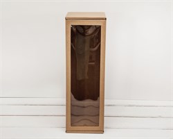  Коробка для трех ёлочных шаров с окошком, 36х12х12 см, из плотного картона, крафт