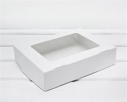 Коробка для выпечки и пирожных, 20х15х4,5 см, с прозрачным окошком, белая