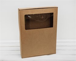 УЦЕНКА Коробка плоская с окошком, 39,5х30х5 см, крафт