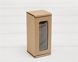Коробка с окошком, 12х5,5х5,5 см, из плотного картона, крафт