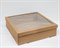Коробка для венка самосборная, с прозрачным окошком, 40х40х12 см, крафт - фото 11595