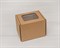 Коробка с окошком, 10х10х12 см, из плотного картона, крафт - фото 5489